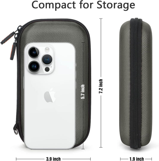 Silver-Gray Shockproof Hard EVA Carrying Case Travel Pouch for External Hard Drive, Power Bank, Cell Phone, Cable, Cord - Portable Small Electronic Accessories Organizer Storage Zipper Pouch