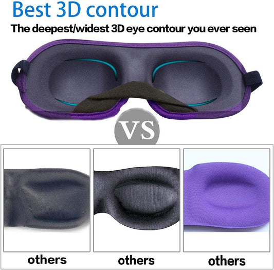 3D Eye mask for Sleeping,Machine Washable, Sleep Mask for Women, Blinder Blindfold Airplane (Black+Black)