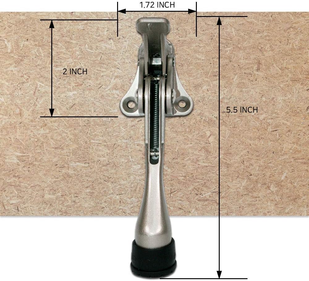 One Touch Kickdown Door Stopper, Door Holder, Heavy Duty Door Stops, Bottom of Door, Height-Adjustable Rubber Tips by HASHI (Black 4 inch x 2pack)