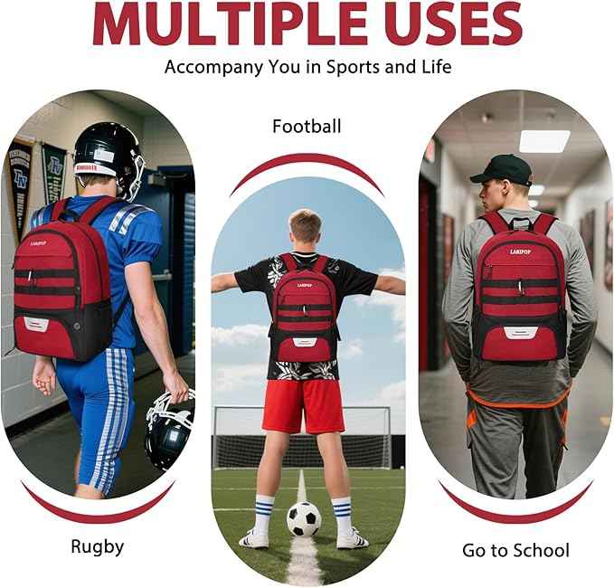 LARIPOP Soccer Backpack Soccer Bag with Ball Holder & Shoe Compartment Youth Sports Equipment Training Bag