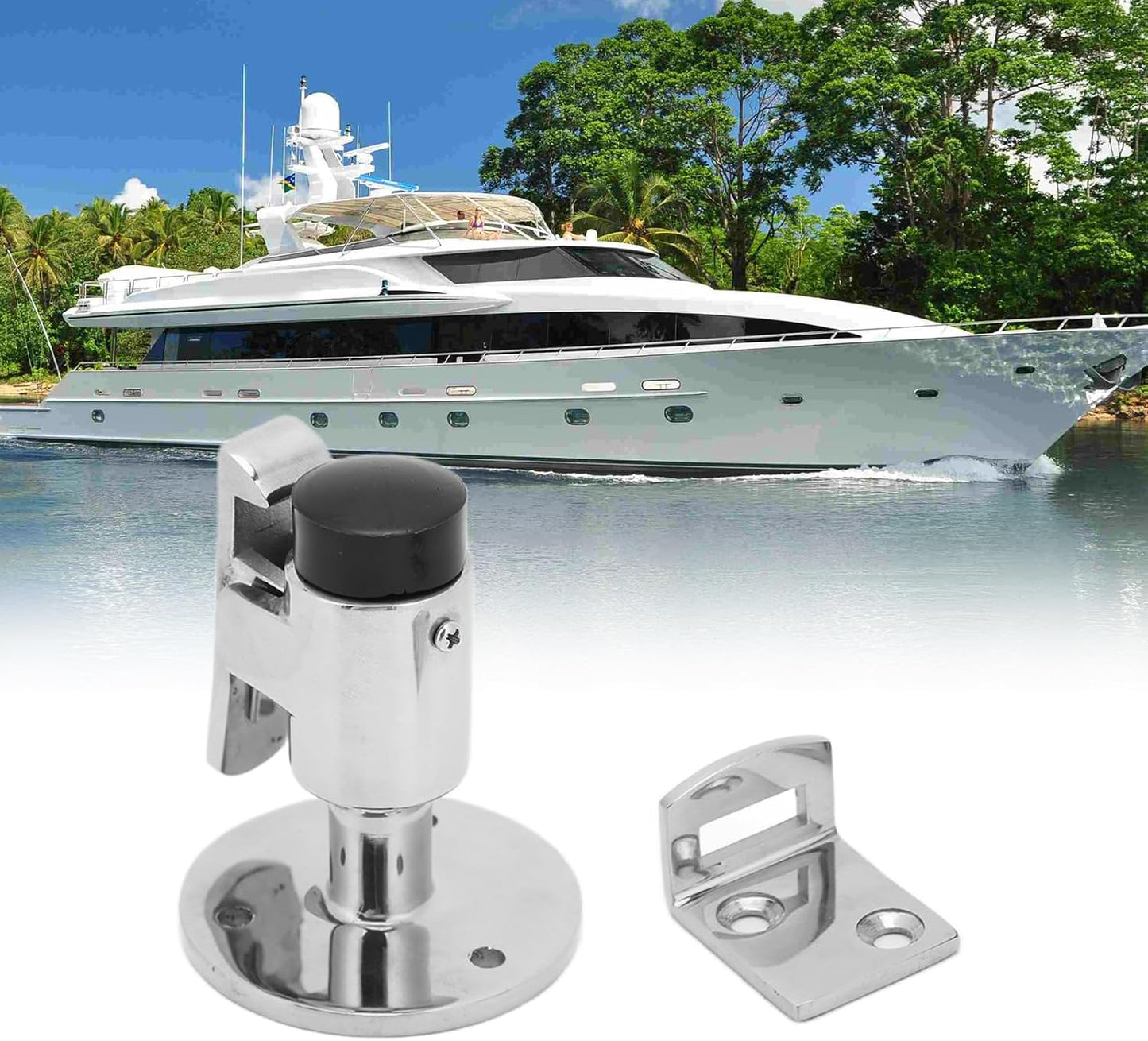 Door Stopper Wall Mounted with Self-Locking Hook Windproof Heavy Duty Marine Grade 316 Stainless Steel Door Catch for Yacht RV Home Office (with Screws)