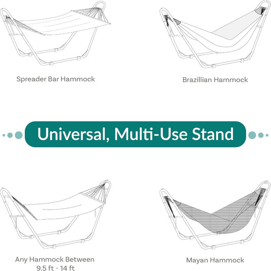 Sunnydaze Universal Double Hammock Stand Only - 550-Pound Capacity - Heavy-Duty Hammock Stand for Outside - Fits 9 to 14 Foot Hammocks - Bronze