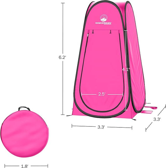 Wakeman Pop Up Changing Tent, 3.3 x 3.3 x 6.2ft, Camping Shower Tent for Portable Toilet Stall or Dressing Room with Carry Bag for Camping, Beach, or Tailgate, Polyester