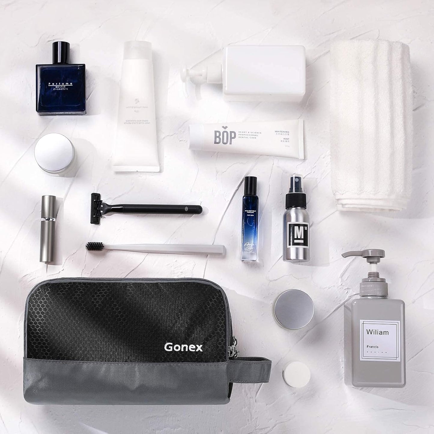 Gonex Travel Toiletry Bag Nylon, Dopp Kit Shaving Bag Toiletry Organizer Black - Roamly