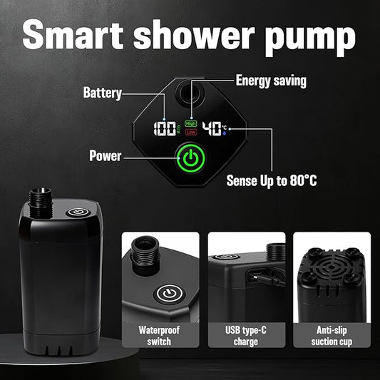 Portable Shower for Camping, 6000mAh Rechargeable Camp Shower Pump with Large Capacity Foldable Bucket, Filtered Shower Head, Outdoor Camping Shower Kit for Travel, Pet Bath, Car Washing