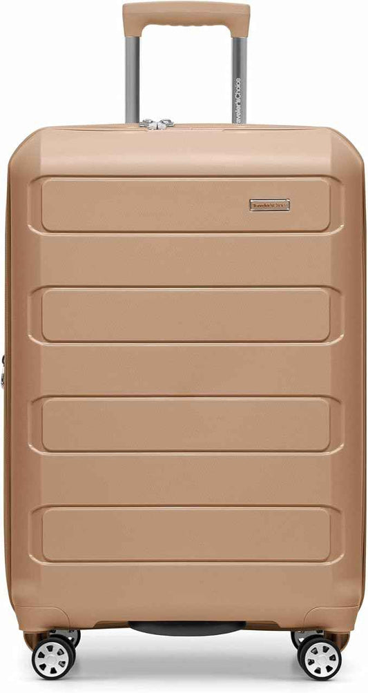 Traveler's Choice Pagosa Hardshell Expandable Luggage with Spinner Wheels, Latte Beige, 26-Inch Medium