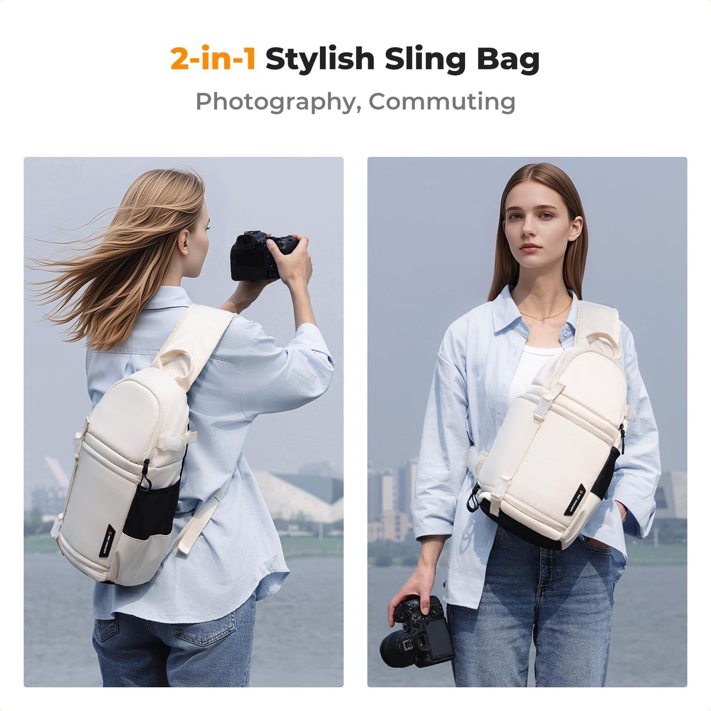 K&F Concept Camera Sling Bag Crossbody Bag Camera Shoulder Backpack DSLR/SLR/Mirrorless Photography Bags Compatible with Canon/Nikon/Sony/Fuji/Gopro/DJI