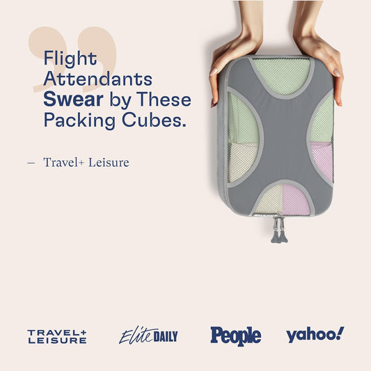 Shacke 6 Set Packing Cubes for Travel - Compression Packing Bags/Travel Organizer - Luggage Organizer Bags for Traveling - Travel Essentials for Women - Cruise Must Haves Packing List