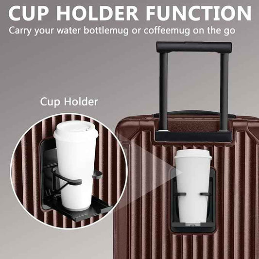 Joyway Carry On Luggage, Expandable Suitcase with Smart Cup Holder and USB Port, 20 IN Hardside Checked with TSA Lock Spinner Double Wheels (Coffe, Carry-On 20-Inch)