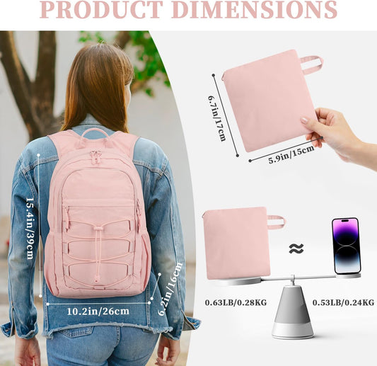 ZOMFELT Hiking Backpack for Women Men, 15L Lightweight Packable Backpack for Trip, Water Resistant Small Travel Backpacks, Foldable daypack for Hiking, Walking, Cycling, Camping, Pink - Roamly