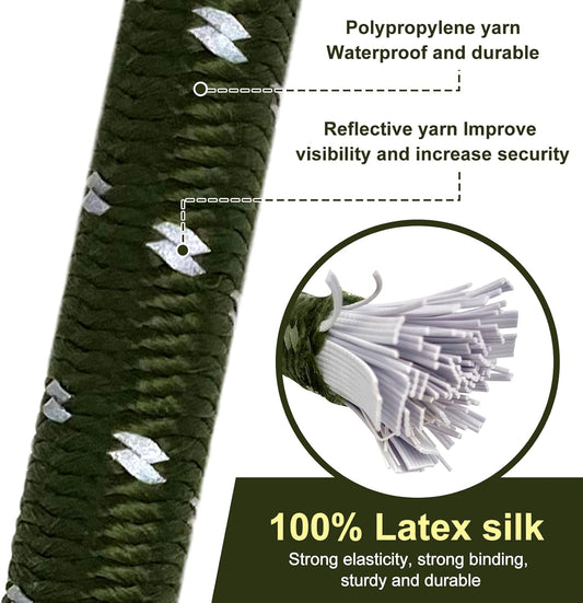 Bungee Cord Luggage Cord Resilience 18 Inch 4 Pieces for SecuringTents, Tarps, Luggage ,Truck, ATV Off-Road Motorcycle Bicycle Riding,Multi-Scenario Applicable Green