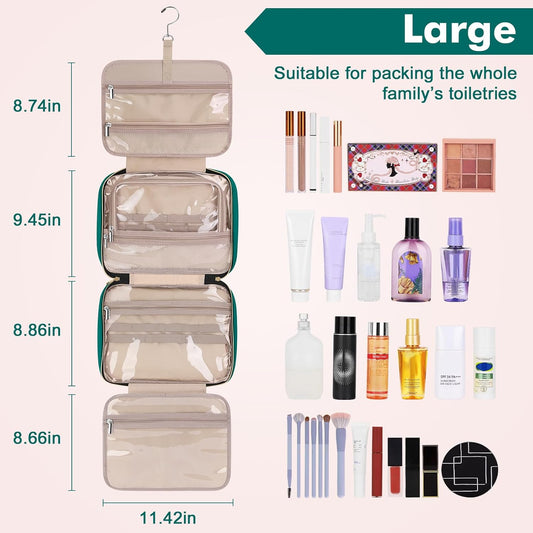 Wedama Toiletry Bag for Women, Large Cosmetic Travel Bag, Hanging Toiletry Bag for Bathroom, Thickened PVC Waterproof Travel Makeup Bag, Toiletries Bag for Travel Business Trips and Camping - Roamly