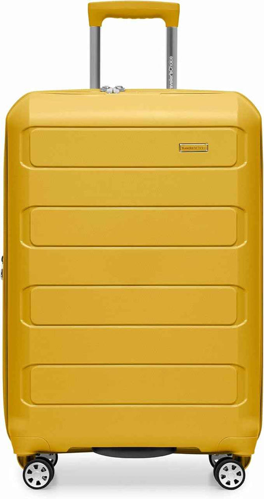 Traveler's Choice Pagosa Hardshell Expandable Luggage with Spinner Wheels, Yellow, 2-Piece Set (22/26)