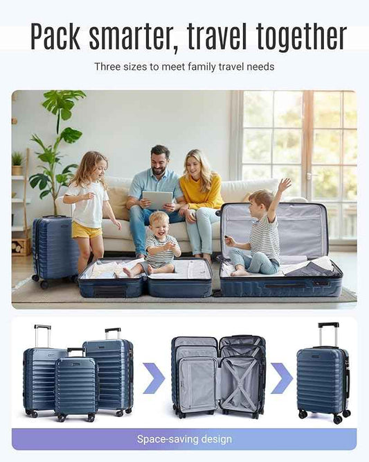 LIGHT FLIGHT Luggage Sets, 3 Piece Durable Suitcase Set with Spinner Wheels, 3 Pcs Hard Shell Lightweight Luggage with TSA Lock, Large Checked Travel Suitcases, 20/24/28 Inch,Green/Brown
