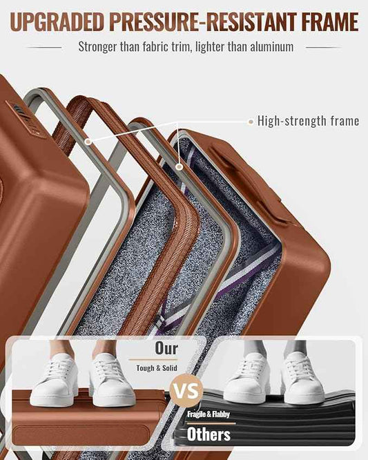 Joyway Luggage Sets 3 Piece with Spinner Wheels, Carry On Luggage 20In with ABS+PC Hardshell, Lightweight Suitcase Set with TSA Lock and Pressure-resistant Frame, 20/24/28 Inch, Brown