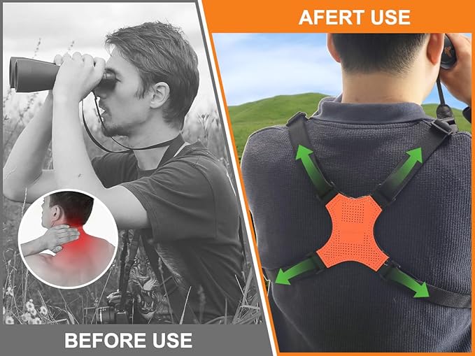 HUNTPAL Binocular Harness Strap for Hunting and Birding Wacthing, X-shaped Decompression Cross Body, Fit for Rangefinder