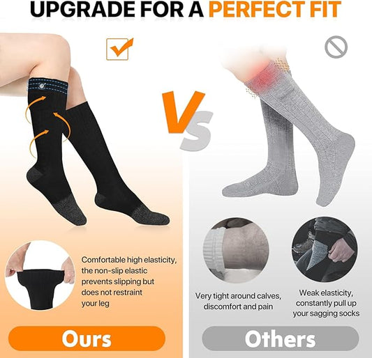 SNOW DEER Heated Socks for Men Women, 7.4V Rechargeable Battery Electric Ski Foot Warmer for Hunting Fishing Camping Hiking Skiing