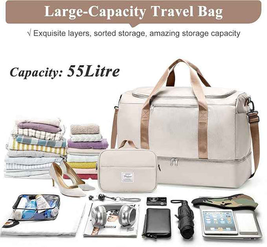 Extra Large Travel Duffle Bag,Carry on Overnight Weekend Bag with Shoes Compartment,Weekender Bags for Women for Travel Business Trips Sport Hospital