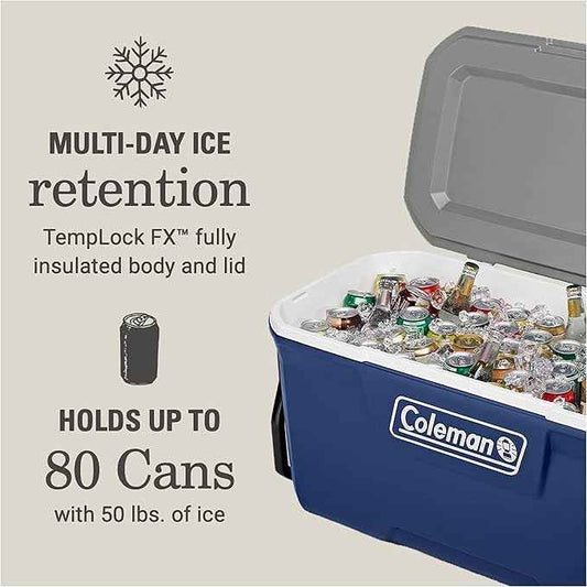 Coleman Classic Series Insulated Portable Rolling Cooler with Wheels, Leak-Resistant Outdoor Hard Cooler Keeps Ice up to 5 Days, 100-Quart