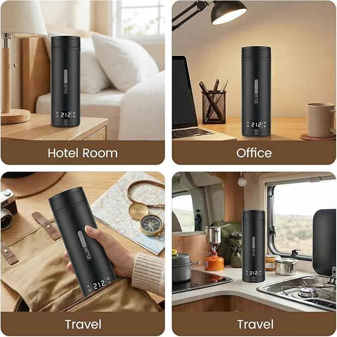 Portable Electric Kettle (120V), Travel Tea Kettle, 316 Stainless Steel Premium Liner, 4-speed Temperature Adjustment with Auto Shut-off and Boil-Off Protection black