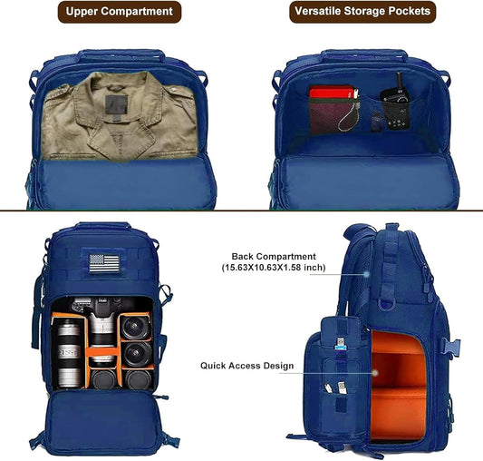 MOSISO Camera Backpack, DSLR/SLR/Mirrorless Tactical Camera Bag Case with Laptop Compartment Compatible with Canon/Nikon/Sony, Royal Blue
