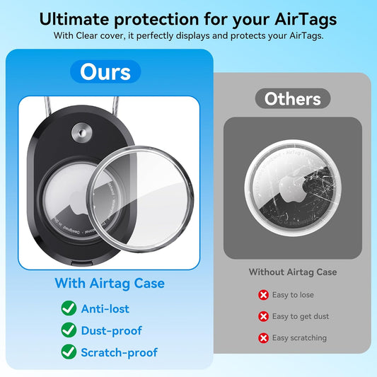 DDJ 2-Pack Luggage Tag Case for Apple Air Tracker Tag & Moto Tag with Wire Cable Lock, Waterproof,Anti-Lost Air Tags Holder with Name ID Cards for Travel, Luggage, Keys, Backpacks, Dog, Pets, Bags