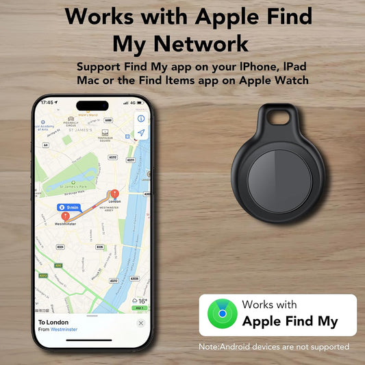 Bluetooth Tracker-Tag for Apple Find My (iOS Only), GPS Tracker with Replaceable Battery, Ideal as Keys, Luggage Tracker and Wallet Tracker, Suitable for Indoor & Outdoor Use,2-Pack (Black&White)