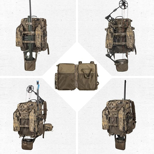 BLISSWILL Upgraded Hunting Backpack,With Padded Weapon Compartment for Bow Rifle,For Deer and Elk Hunting,Hunting bag with Rain Cover(Rock Bark)