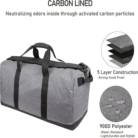FIREDOG Smell Proof Duffle Bag, Large Smell Proof Bag for Travel Storage