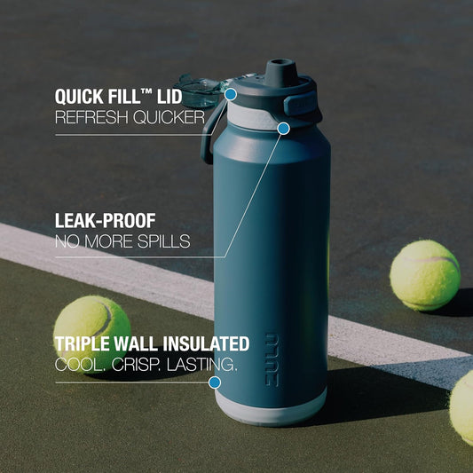 ZULU Powerfill Pro 32oz Stainless Steel Water Bottle with Quick Fill Lid, Triple Walled Vacuum Insulated Metal, Leak Proof Locking Lid, Sip and Chug, Reusable BPA Free, High Tide - Roamly