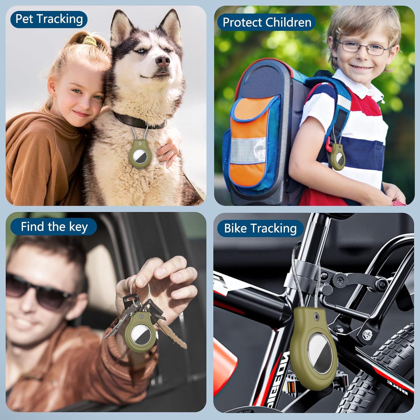 Waterproof Airtag Holder,Airtag Case with Secure Lock,Airtags Keychain for Apple Airtag,Anti-Lost Protective Cover Air tag Accessories for GPS Item Finder Tracker Luggage,Key,Pet,Cat Dog,Cedar Green