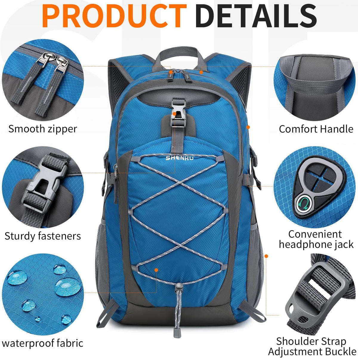40L Hiking Backpack Lightweight Daypack Waterproof Travel Camping Backpack for Men Women Sport Packable - Roamly