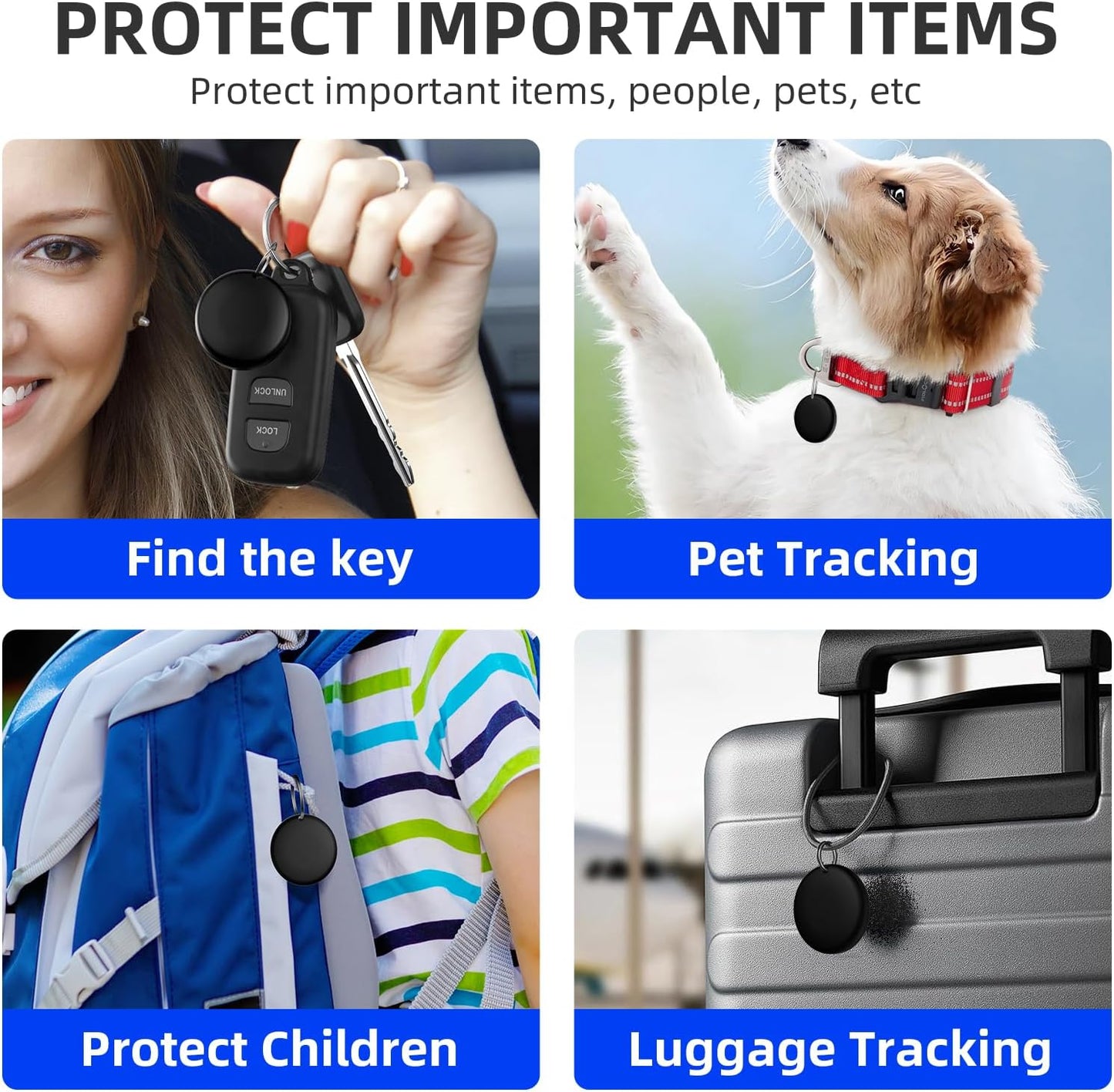 Air Tracker Tags-2 Pack Tracker Tag Work with Apple Find My (iOS 14.6 Above Only) Smart Tag Item Finders for Key, Luggage, Backpack,etc.(Black, 2 Pack)
