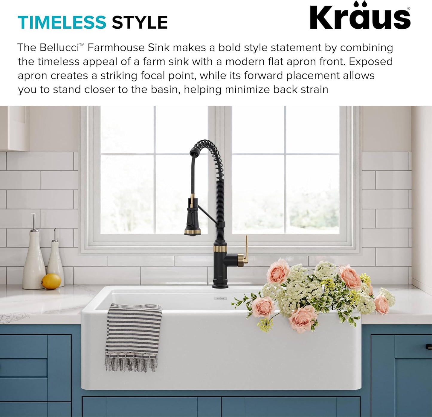 KRAUS Bellucci 33” Workstation Drop In Retrofit Farmhouse Single Bowl Granite Kitchen Sink in White with Accessories