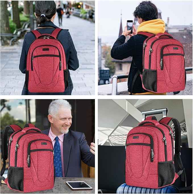 BIKROD Unisex Rose Laptop Backpack, Suitable for College Students, 17-inch Laptop Compartment, Spacious Interior, USB Charging Port, Anti-Theft Design, Comfortable Back Panel