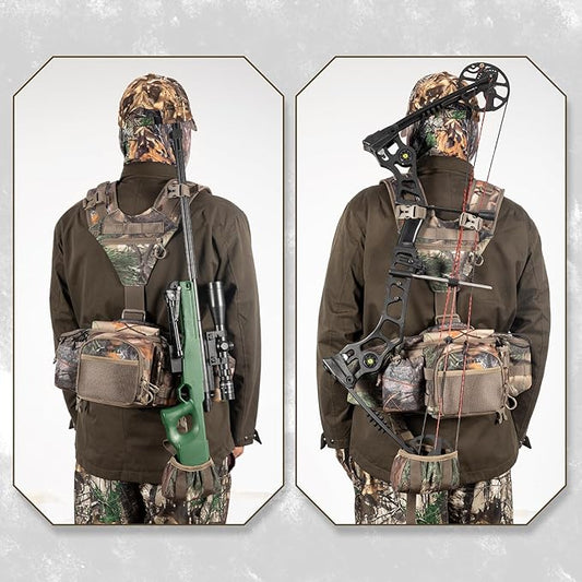 BLISSWILL Hunting Fanny Waist Pack with Harness Pouch,Shoulder-Supported Waist Pack, Hunting Backpack for Bow Rifle(New Leaf Camo)
