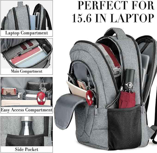 BIKROD Travel Laptop Backpack for Men and Women, Backpacks for School Teen Boys, Business Anti Theft Slim Sturdy Back Pack Adult Computer Bag Gift 15.6 IN Laptop, Grey
