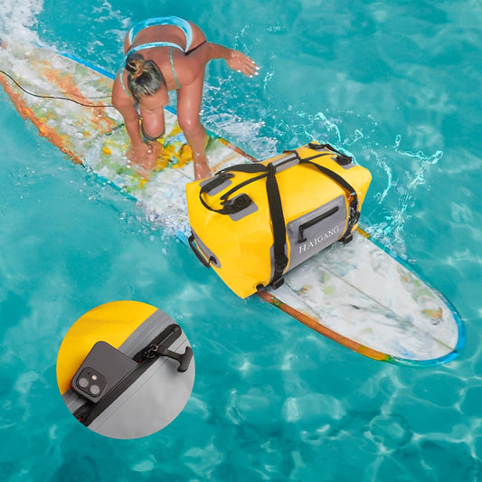 110L Waterproof Duffel Bag Heavy Duty Dry Bag Outdoors Large Storage Sack Zipper Marine Duffle Motorcycle Luggage,Strap Adjustable for Kayaking,Boating,Camping,Beach Rafting Fishing Yellow - Roamly