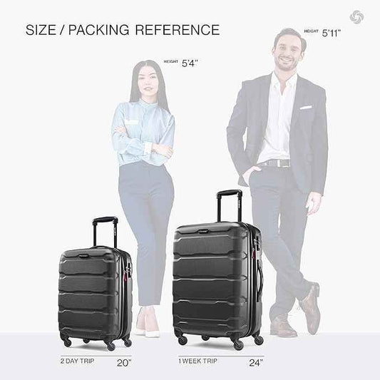 Samsonite Omni PC Hardside Expandable Luggage with Spinner Wheels, Black, 2-Piece Set (20/24)