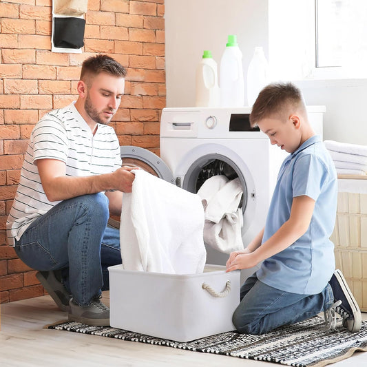 TheWarmHome Fabric Storage Bin, Large 1 Pack 15.7L*11.8W*8.3H Storage Basket for Home Storage and Organization, Shelf Basket with Cover for Living Room Bedroom Closet(White