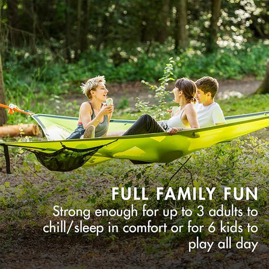 Tentsile Trillium Giant Hammock, The Original Tree Tent Company, 3 Adult Capacity, Anti-Roll, Central Hatch, Ratches and Straps Included, Designed in The UK (3 Person, Fresh Green)