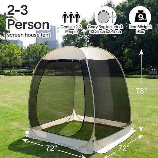 Alvantor Pop Up Screen House Gazebo with Mosquito Netting, Instant UV Resistant Sun Shelter for Patio & Backyard, Portable Canopy Tent for 2-10 Person