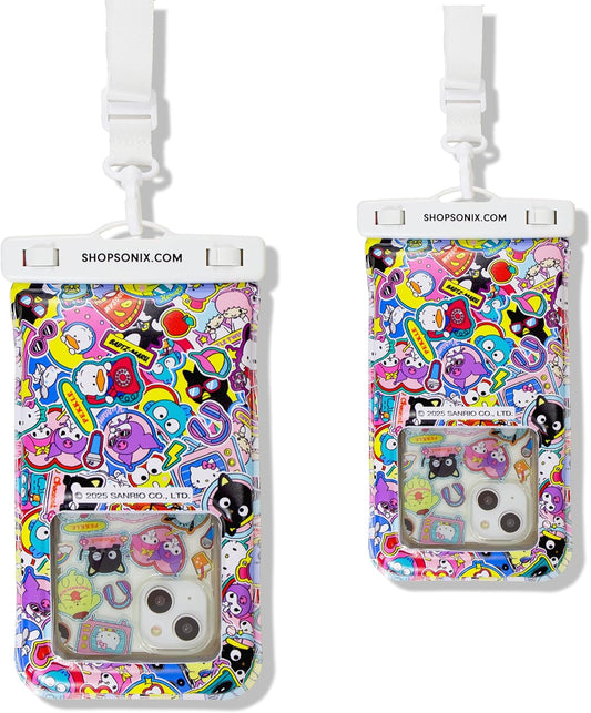 Sonix x Sanrio Waterproof Phone Pouch - Floating Phone Case Dry Bag w/Crossbody Lanyard - Beach Cruise Travel Essentials - Compatible w/All Devices, Touchscreen Friendly | Hello Kitty Stickers
