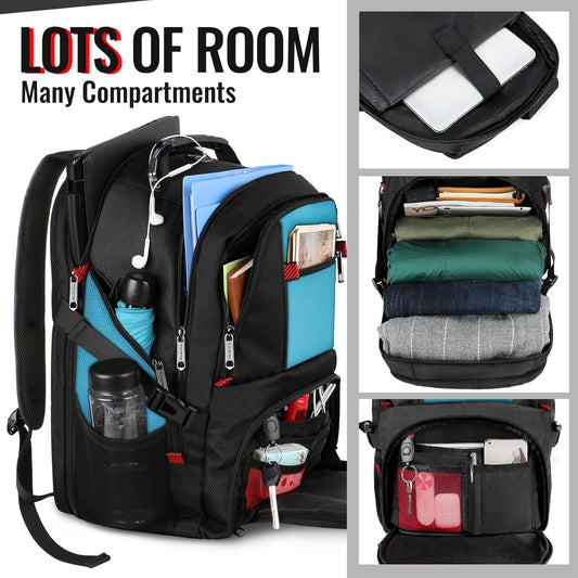 YOREPEK 18.4 Laptop Backpack, Large Backpacks with USB Charger Port, TSA Friendly Flight Approved Weekend Carry on Backpack with Luggage Strap for Men and Women, Blue - Roamly