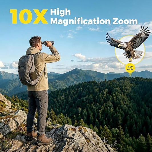 10x42 UHD Binoculars for Adults High Powered Waterproof Large View with Clear Vision & Compact Binocular Essentials for Hunting Camping Cruise Travel Bird Watching Sports