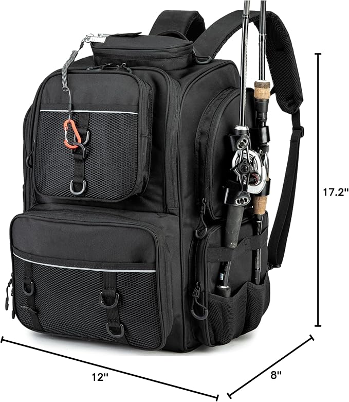 WANOON Fishing Backpack, fishing bag with Rod Holders. Large Ttackle Backpack Strong Materials