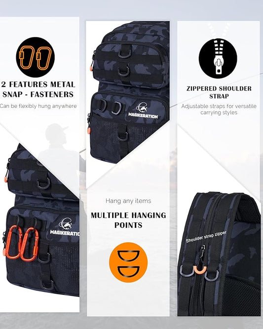 Fishing Backpack with Rod Holders,900D Oxford Water-Resistant Fishing Gear,42L Large Storage Tackle Bag for Men