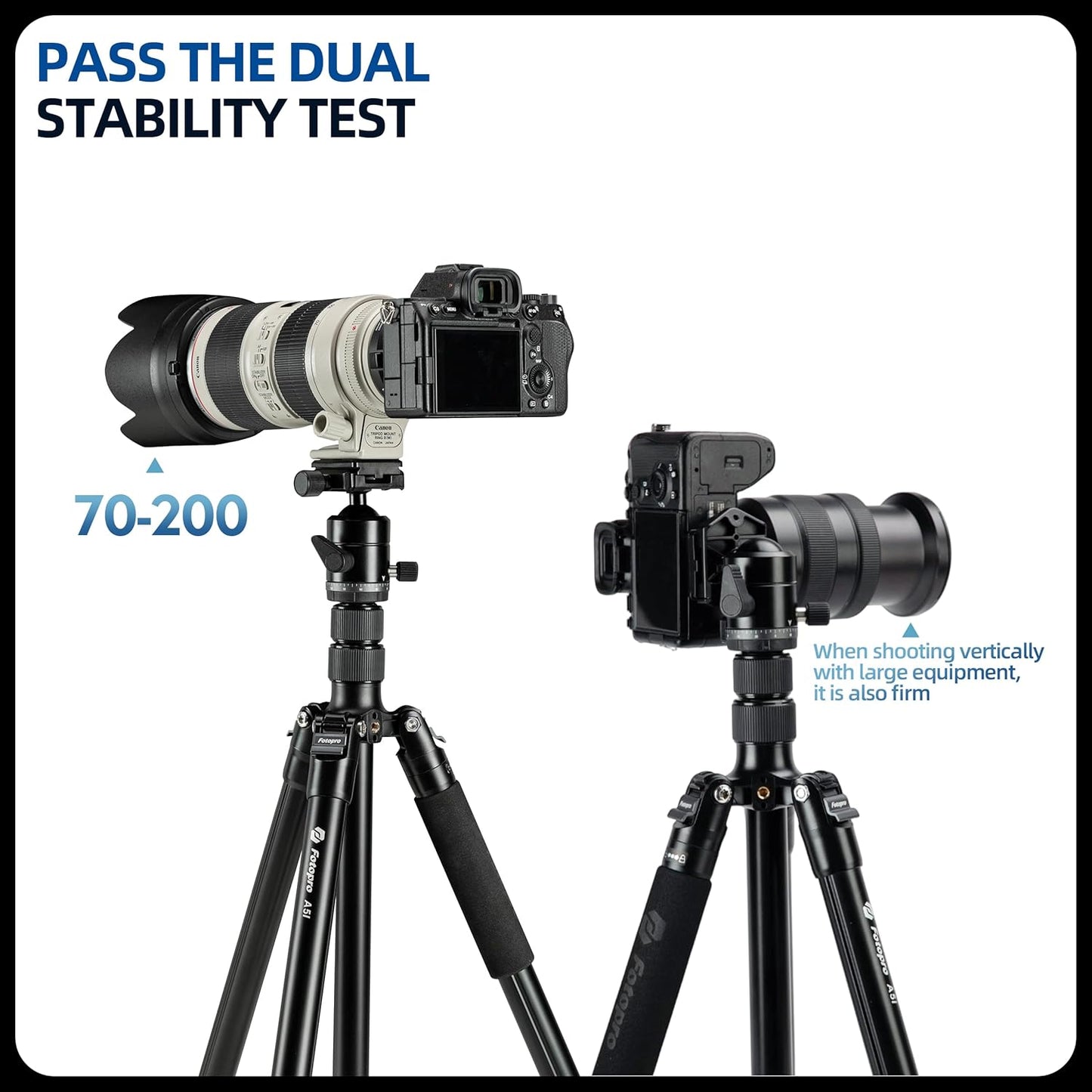 Fotopro 73" Camera Tripod, Aluminum Compact Travel Tripod and Monopod with 360° Ball Head Quick Release Plate, Professional Camera Tripod for DSLR, A4I A5I (Blue, 80 Inch)