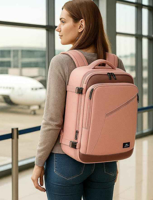 MATEIN Pink Travel Backpack for Women, 40L Water Resistant Carry on Backpack Flight Approved with Chest Strap, Large Travelling Bag for Womens, Cute Casual Daypack for Overnight, Outdoors