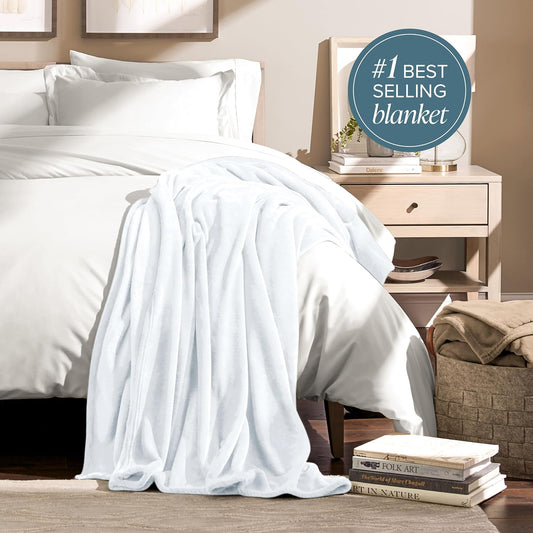 Bare Home Fleece Blanket - Twin/Twin Extra Long - Ultra-Soft Lightweight for Bed, Sofa, and Couch - Luxury Microplush - Cozy Warm Blanket (Twin/Twin XL, White)